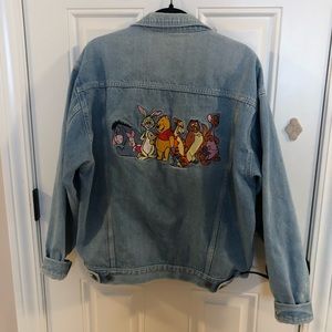 90s Vintage Disney Pooh & Friends Light Wash Jean Jacket Disney Store